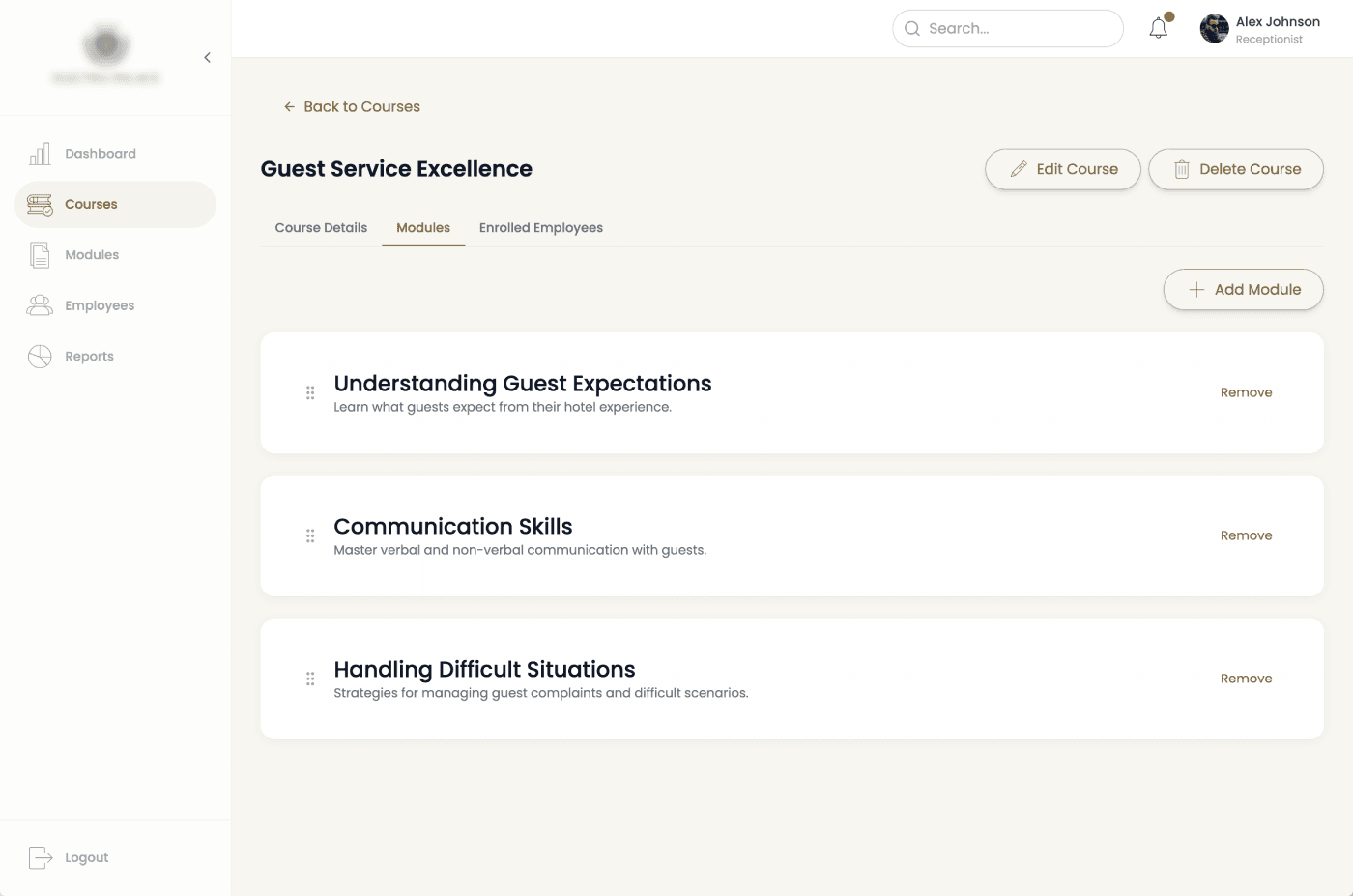 Course Modules: Organize and manage course modules.