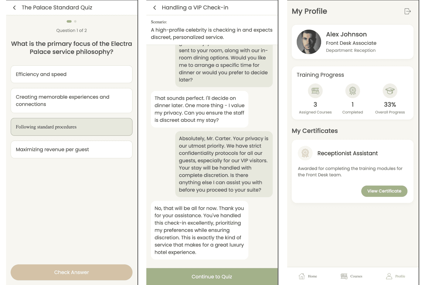 Quiz, Roleplay, and Profile